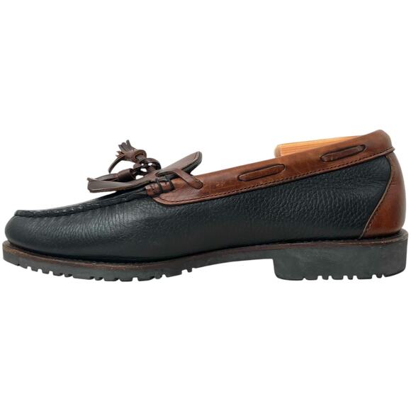 ALLEN EDMONDS Nashua Tassel Loafer Pebbled Leather in Brown & Black Mens Sz. 8.5 - Picture 6 of 16